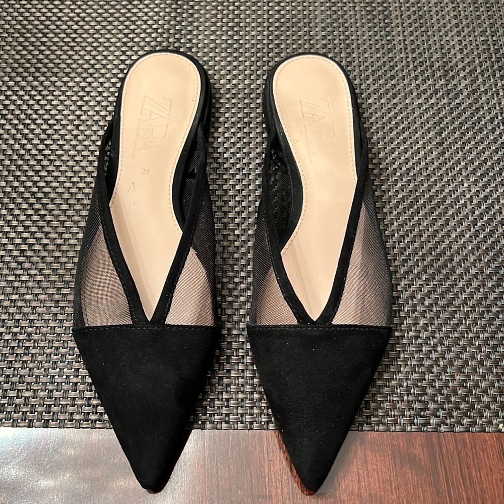 Zara Black suede mules, 7.5